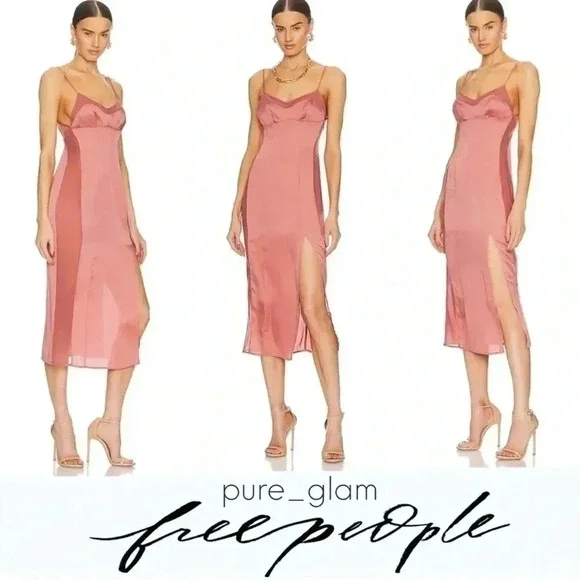 Free People City Cool Midi Slip Dress Venetian Red Size L NWT $98 GORGEOUS - Picture 16 of 16